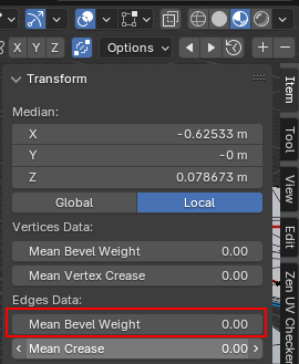 Le panneau Bevel Weight dans le viLe panneau Bevel Weight dans le viewport de Blender ewport de Blender Le panneau Bevel Weight dans le viewport de Blender