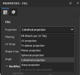 Le panneau de projection des textures dans Substance Painter Le panneau de projection des textures dans Substance Painter